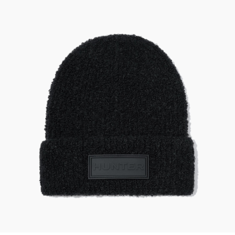 HUNTER Tonal Patch Beanie in Black Style# HR10096 NWT